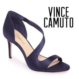NIB Vince Camuto Blue Satin Heel Sandals Sz 9.5